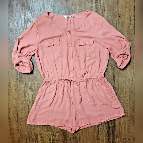 La Vie En Rose Aqua roll tab sleeve romper - Picture 1 of 13